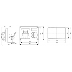 Gewiss GW66020 Socket 32A 380V 3P+N+E